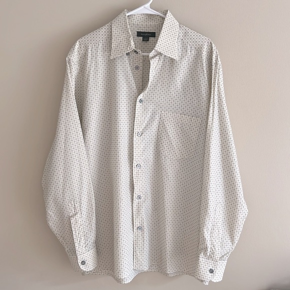 Ermenegildo Zegna Cream Printed Button Up Long Sleeve Shirt - Picture 1 of 9